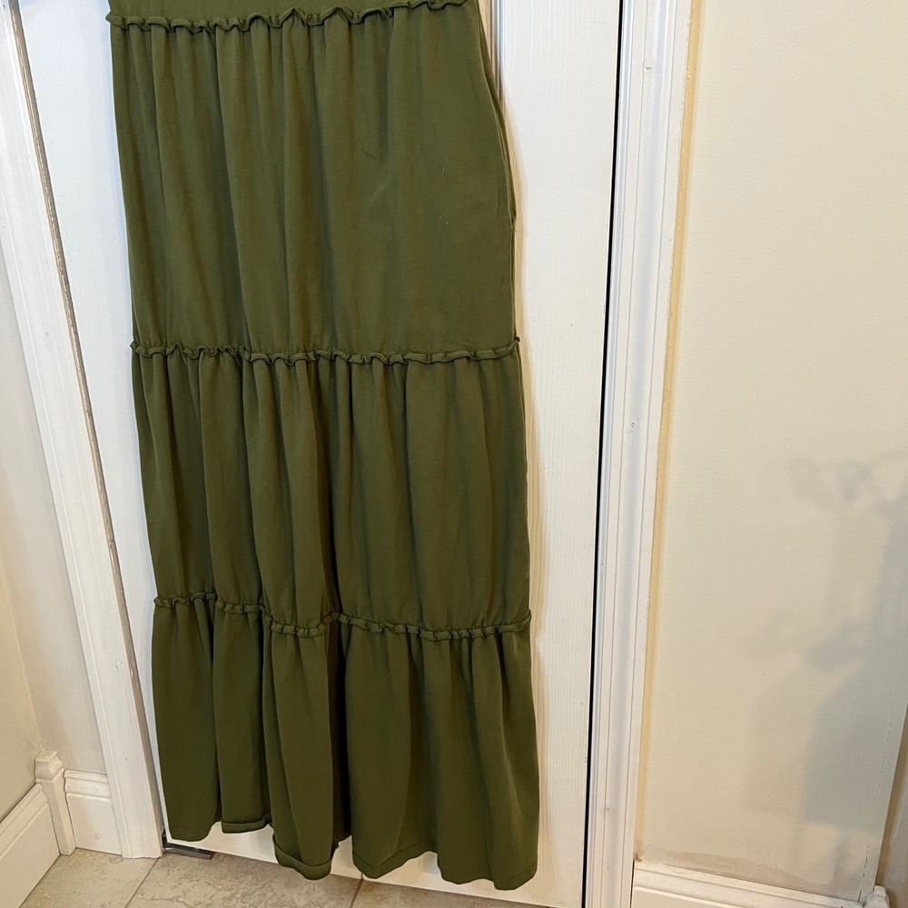 Matilda Jane‎ Tiered Maxi Dress Olive Green Casual Boho Fall Womens Size M - Picture 11 of 12